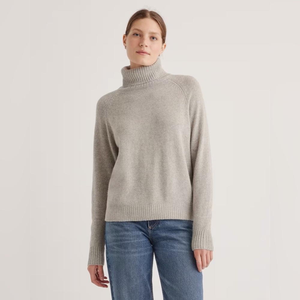 Quince 100% Yak Wool Turtleneck Sweater Warm Heather Grey Size Large